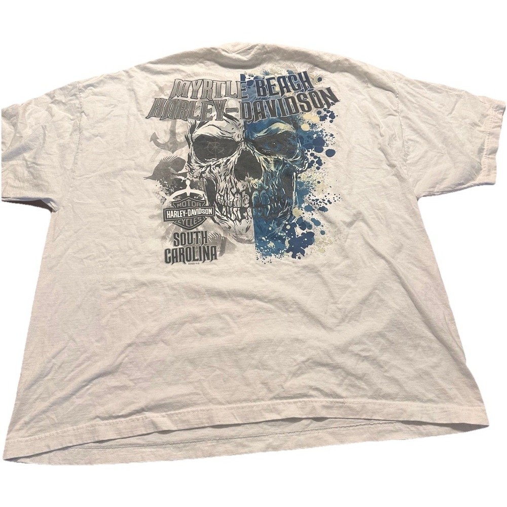 Harley-Davidson Shirt Mens 3XL White Myrtle Beach Skull 2022 Tee Shirt